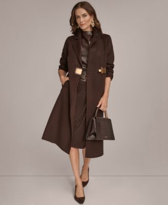 Women's Wool-Blend Buckle Detail Coat