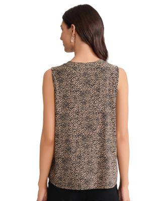 Petite V-Neck Pleat Front Top