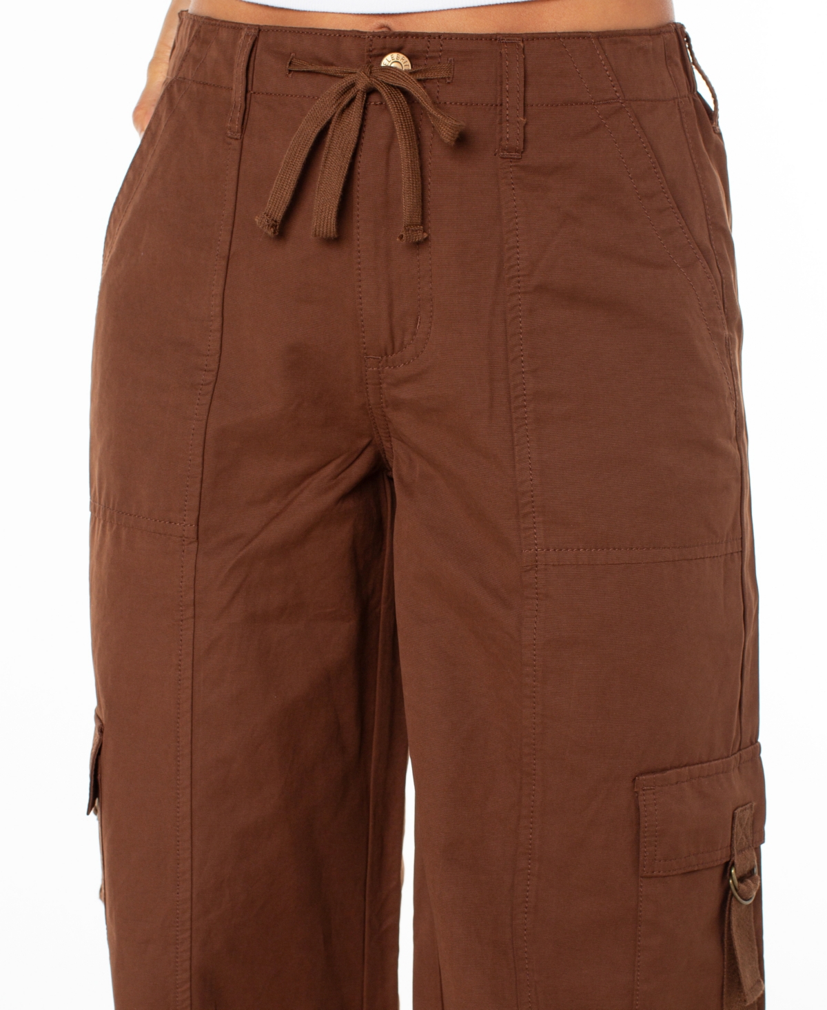 Celebrity Pink Juniors' Drawstring Cargo Utility Pants In Brown