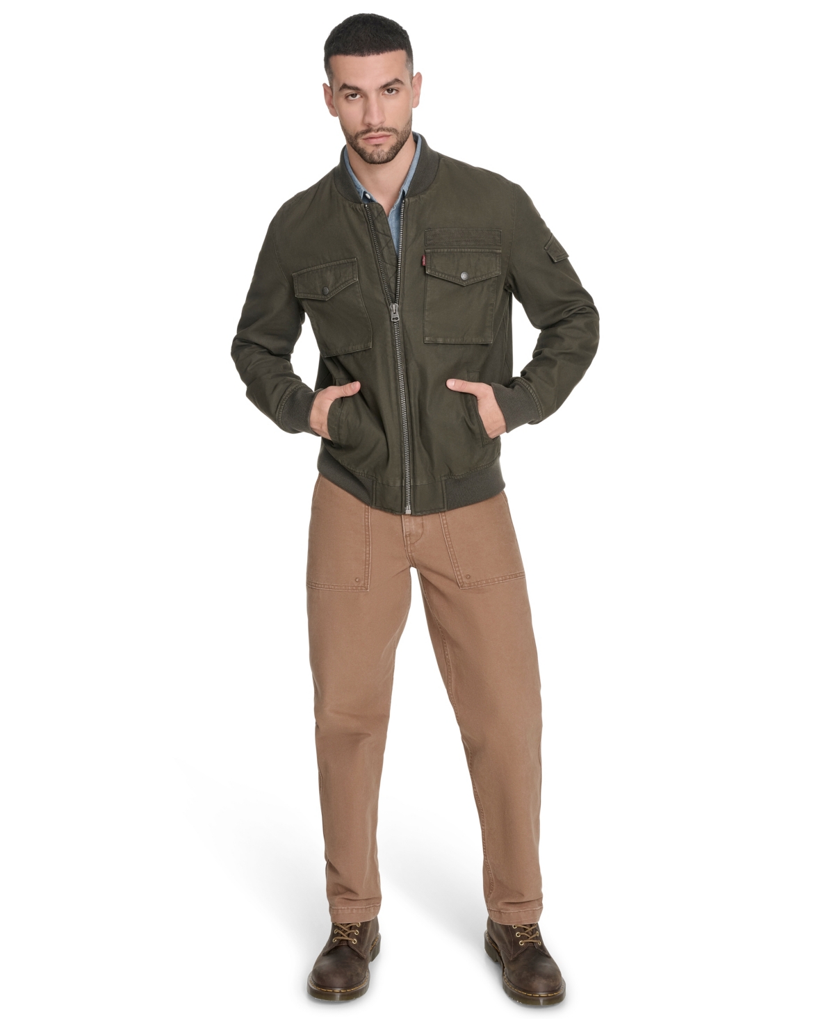 Levi's Men's Cotton Military Bomber In Green