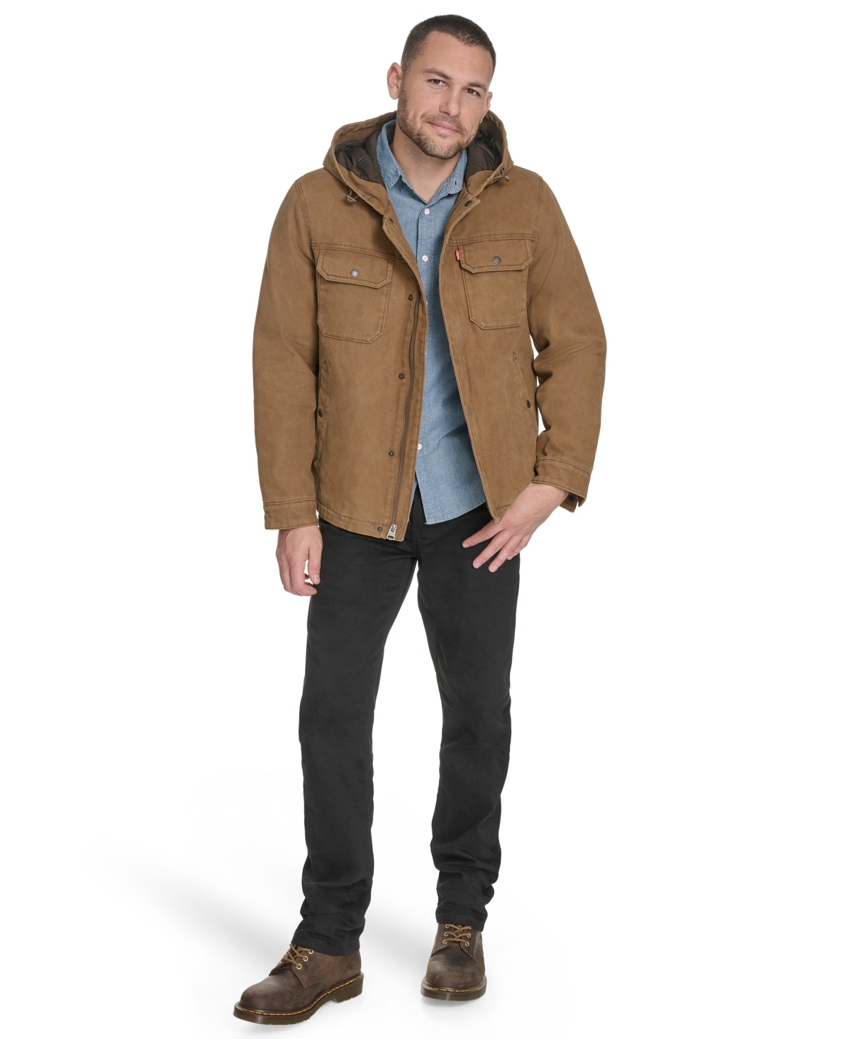 Levi's Men's Cotton Canvas Hood Jacket In Brown