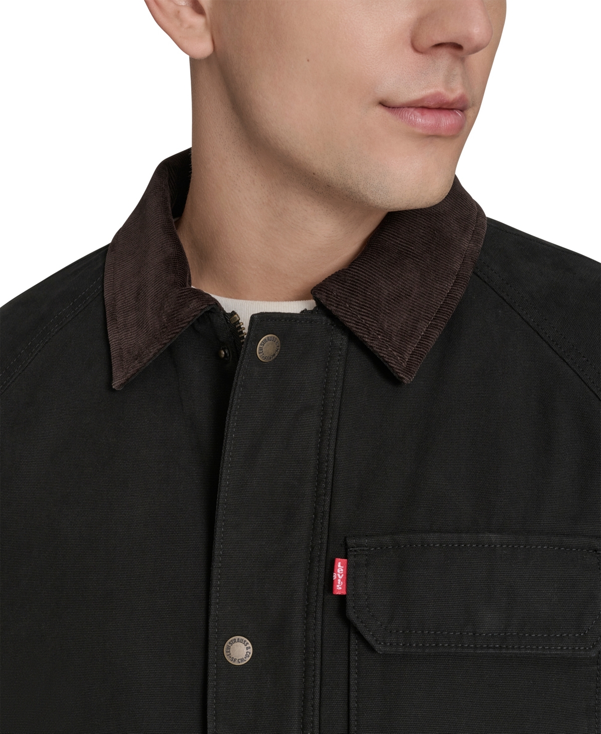 Levi's Men's Corduroy Collar Cotton Field Jacket In Black