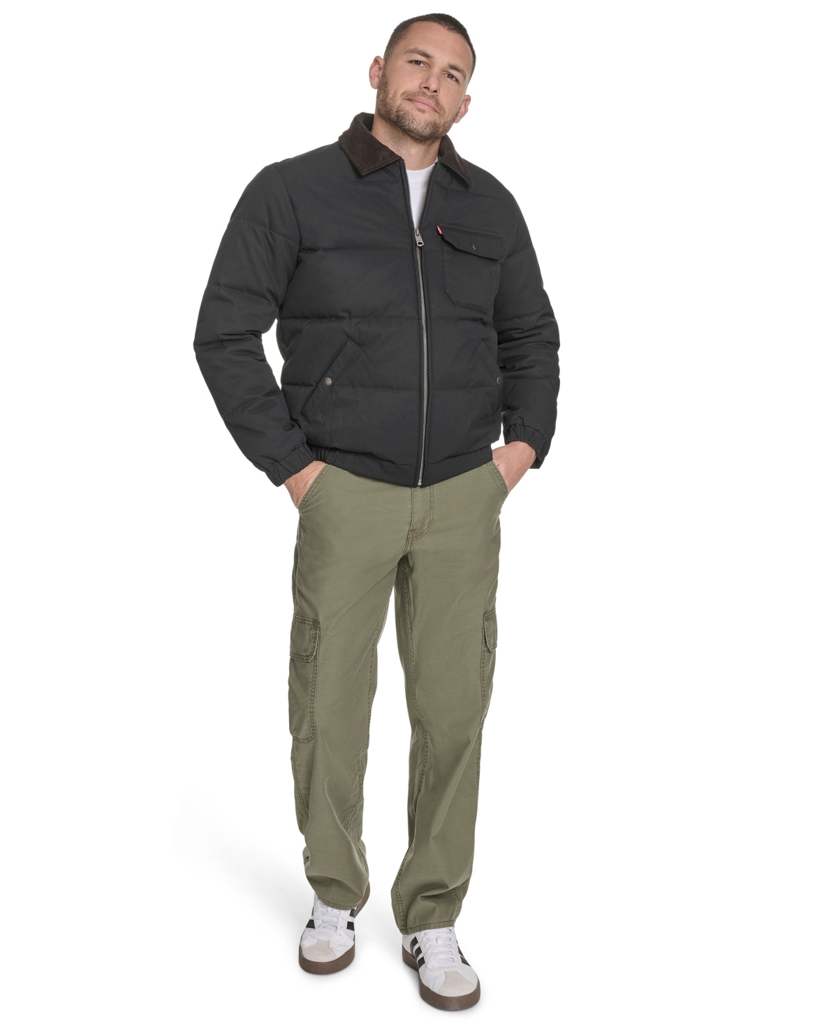 Levi's Men's Quilted Corduroy Collar Depot Jacket In Black