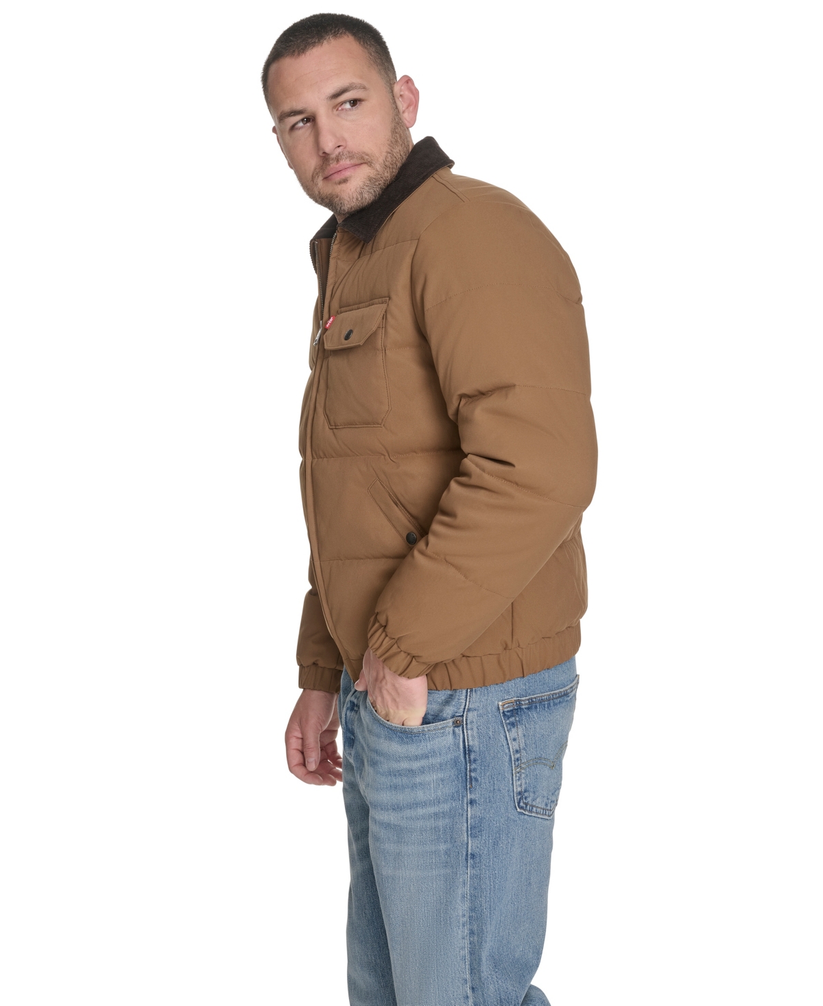 Levi's Corduroy Collar Midweight Quilted Jacket In Brown