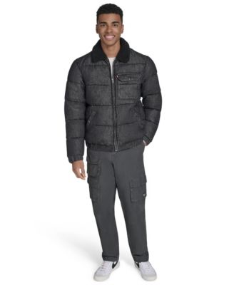 Men's Denim Quilted Sherpa Collar Jacket