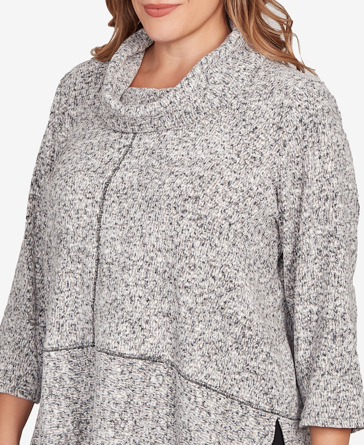 Ruby Rd. Plus Cowl Neck Spacedye Chenille Knit Top
