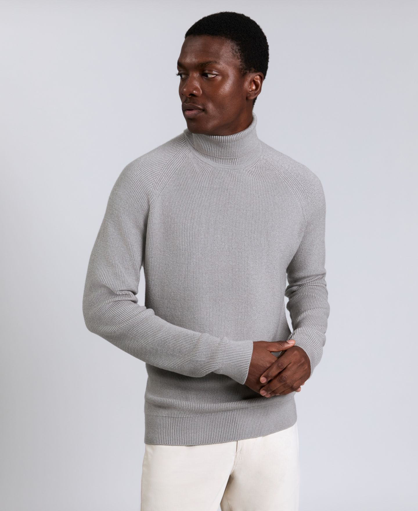 Мужской свитер Kenneth Cole Fold Over Turtleneck, цвет: Меланжевый серый — фото 2