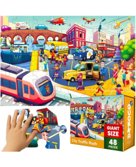 Детский пазл Quokka Giant-Floor 48 Piece Puzzle, Ages 3+, цвет: City Cars