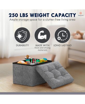 Set of 2 Collapsible Rectangle Small Storage Ottoman - 12" x 16" x 12"