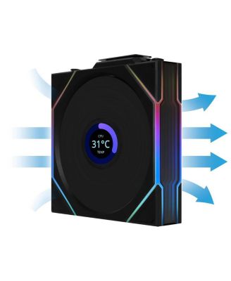 UNI FAN TL Wireless 1.6" LCD 120mm ARGB Case Fan with Controller, Black, 3-Pack