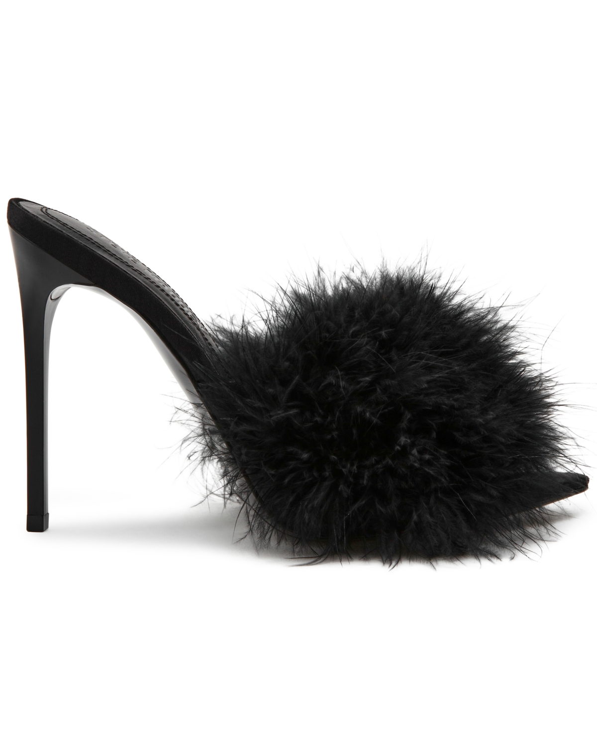 Steve Madden Women's Ashbey Feather Stiletto Dress Mules In Black
