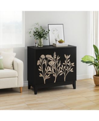 31.5" 1-Pc. Vintage Carved Buffet Cabinet with Adjustable Shelves and 2 Doors