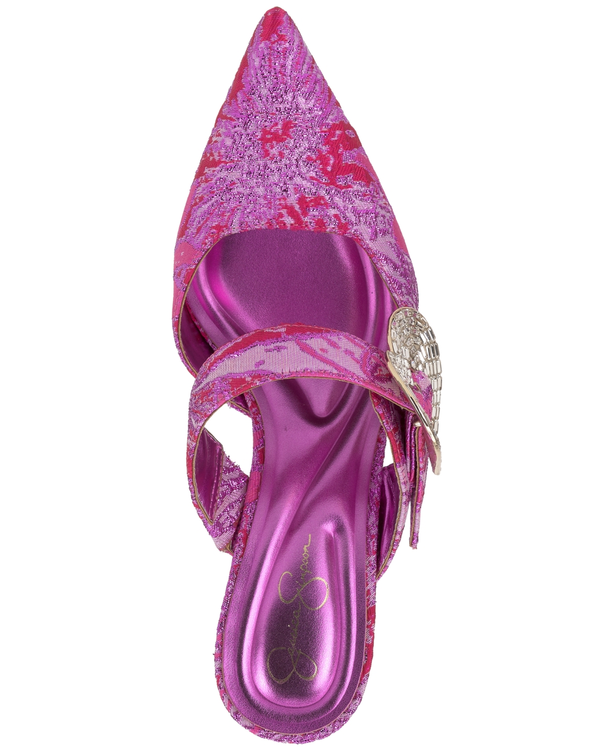 Jessica Simpson Favica Embellished Satin Slide Mule In Pink