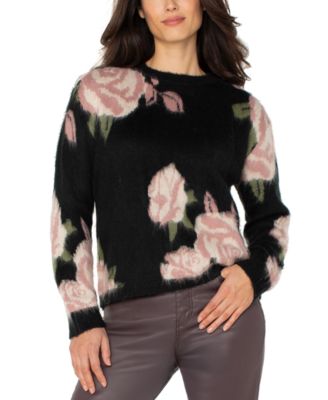 Liverpool Los Angeles - Women's Floral Print Long Sleeve Sweater