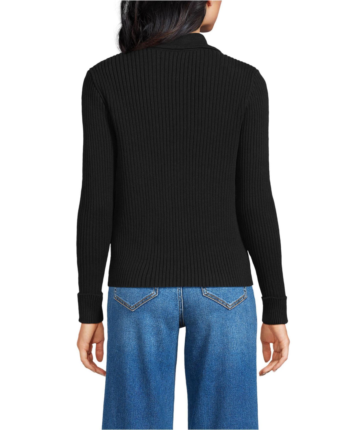 Женский свитер Lands' End Drifter Ribbed Collared Blazer, цвет: Чёрный — фото 5