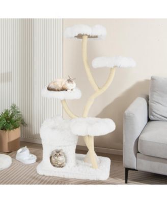 Freestanding Cat Tower Tall Cat Tree w/ four Flower-shaped Platforms Cat Condo