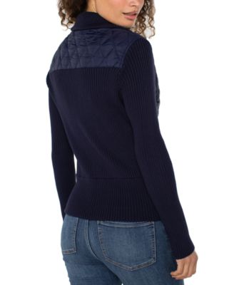 Women's Quilted Zip-Front Sweater Jacket