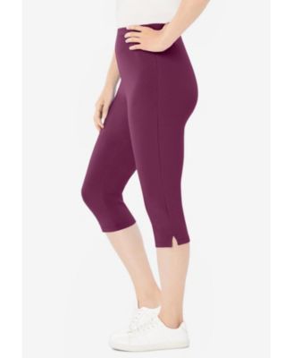 Plus Size Within Stretch-Cotton Knit Pull-On Capri Leggings