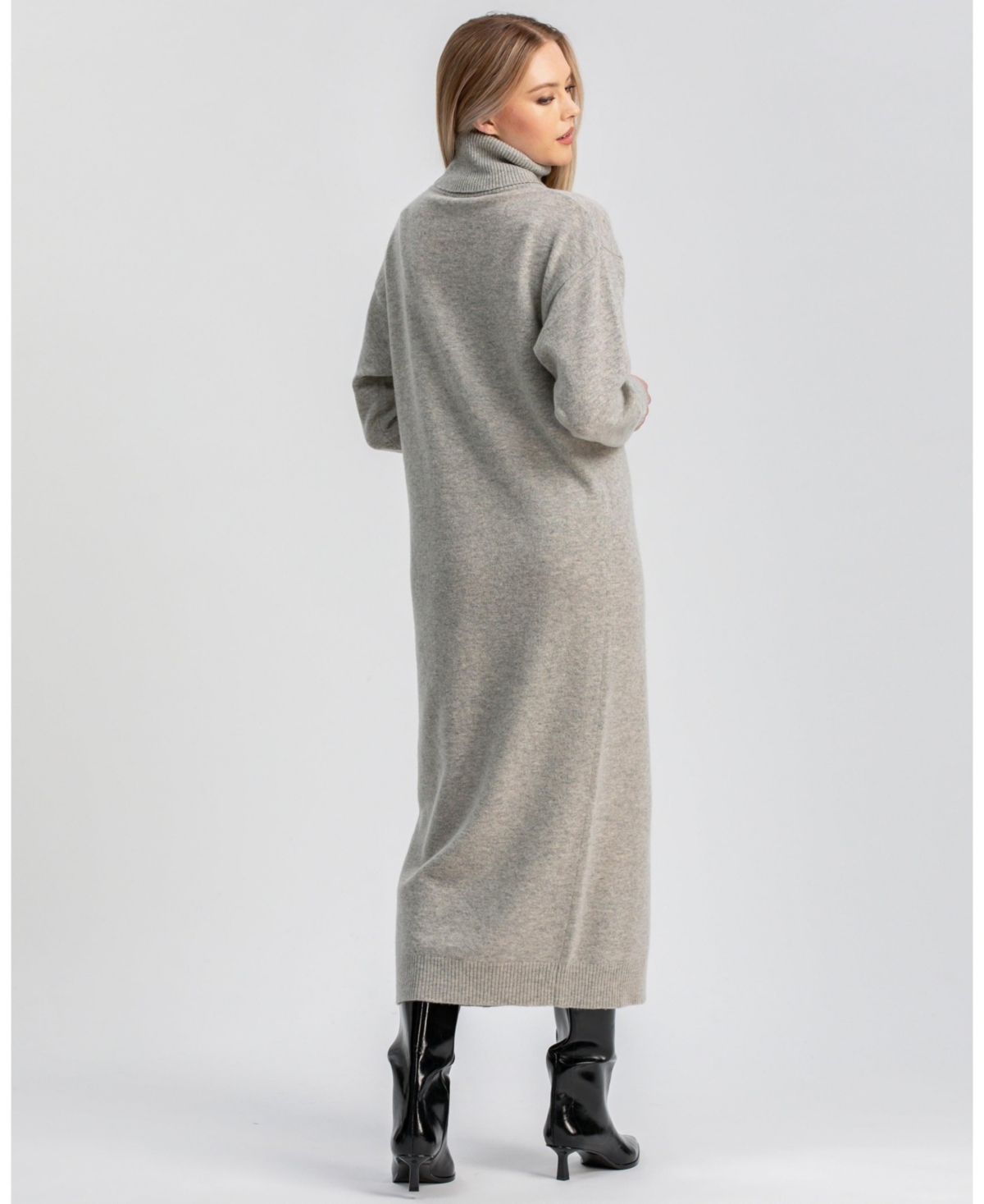Pietro Brunelli Maternity Maternity Cozy Turtleneck Sweater Gressoney Maxi Dress In Gray