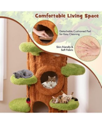 90.5'' Tall Multifunctional Cat Tree w/ Private Condos Sisal Covered Scratching Panel