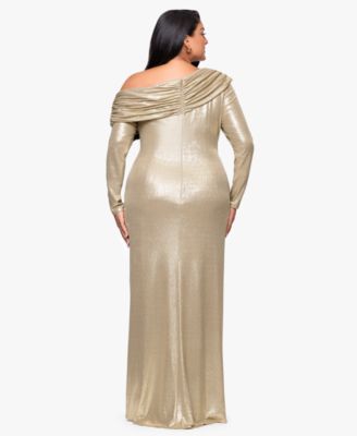 Plus Size Asymmetrical Neck Gown