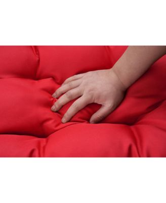 55 Inch Outdoor Rattan Egg Swing Chair with Red Cushion