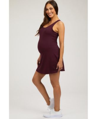 Maternity Plum Tennis Racerback Romper Dress