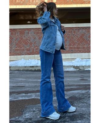 Maternity Blue Wide Hem Flare Jeans