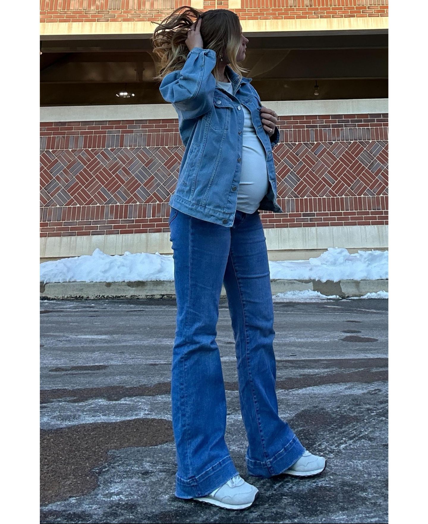 Женские джинсы Pinkblush Blue Wide Hem Flare, цвет: Синий — фото 2
