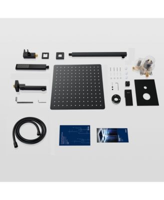 Wall Mount Shower System with Rain Shower Head, Handheld Spray and Faucet Set