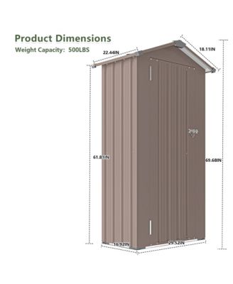 2.5FT Galvanized Steel Storage Shed - Waterproof & Lockable