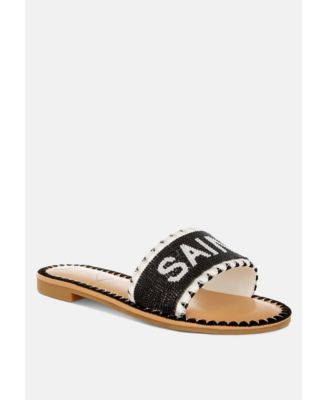 Womens Beaded Saint Tropez Flat Slip Ons