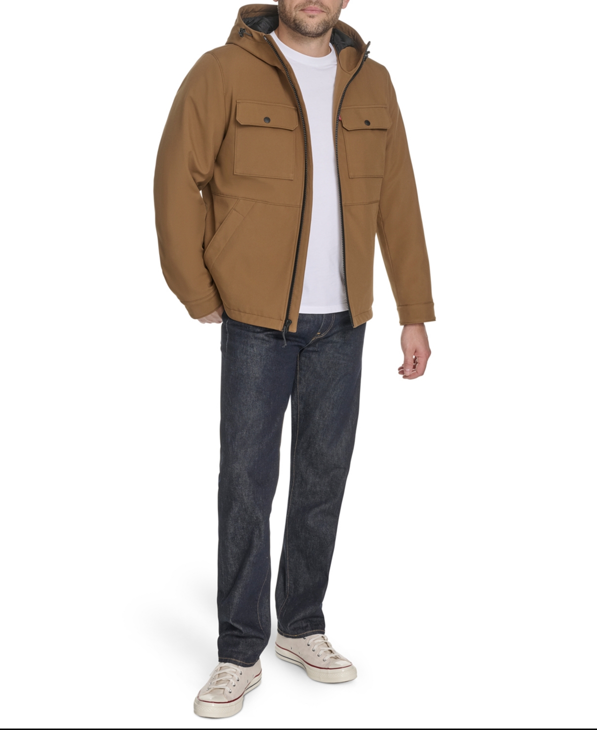 Levi's Men's Rib Stop Softshell With Hood Jacket In Blue