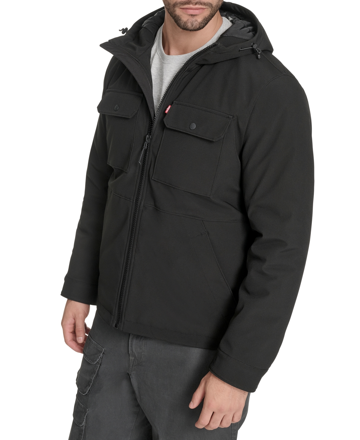 Levi's Men's Rib Stop Softshell with Hood Jacket
