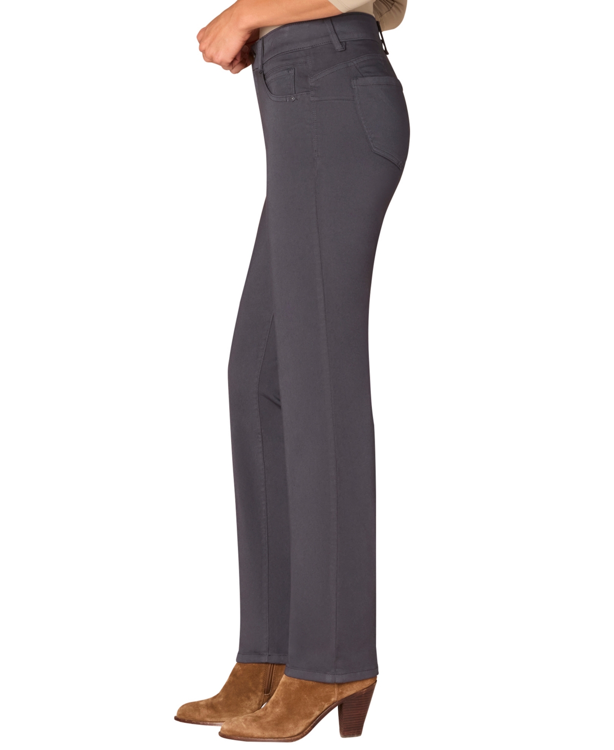Democracy Petite "ab"solution Straight-leg Jeans In Gray