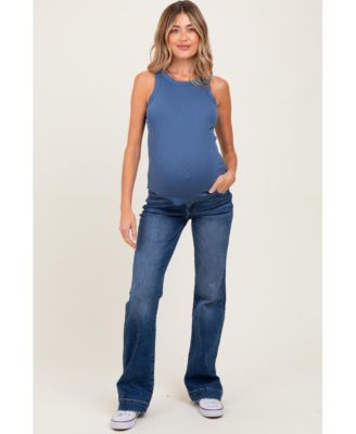 Maternity Navy Blue Wide Hem Bootcut Jeans