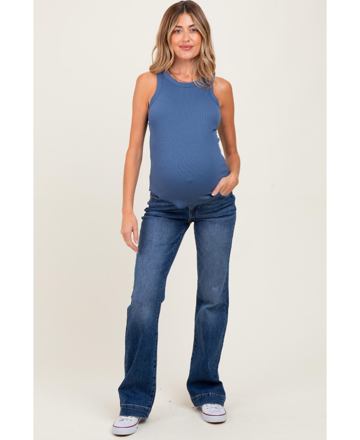Pinkblush Maternity Navy Blue Wide Hem Bootcut Jeans