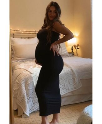 Pink Ribbed Sleeveless Dress Cardigan Maternity Set