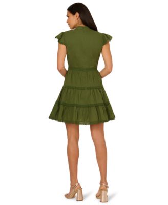 by Adrianna Papell Women's Crewneck Trimmed Short Dress