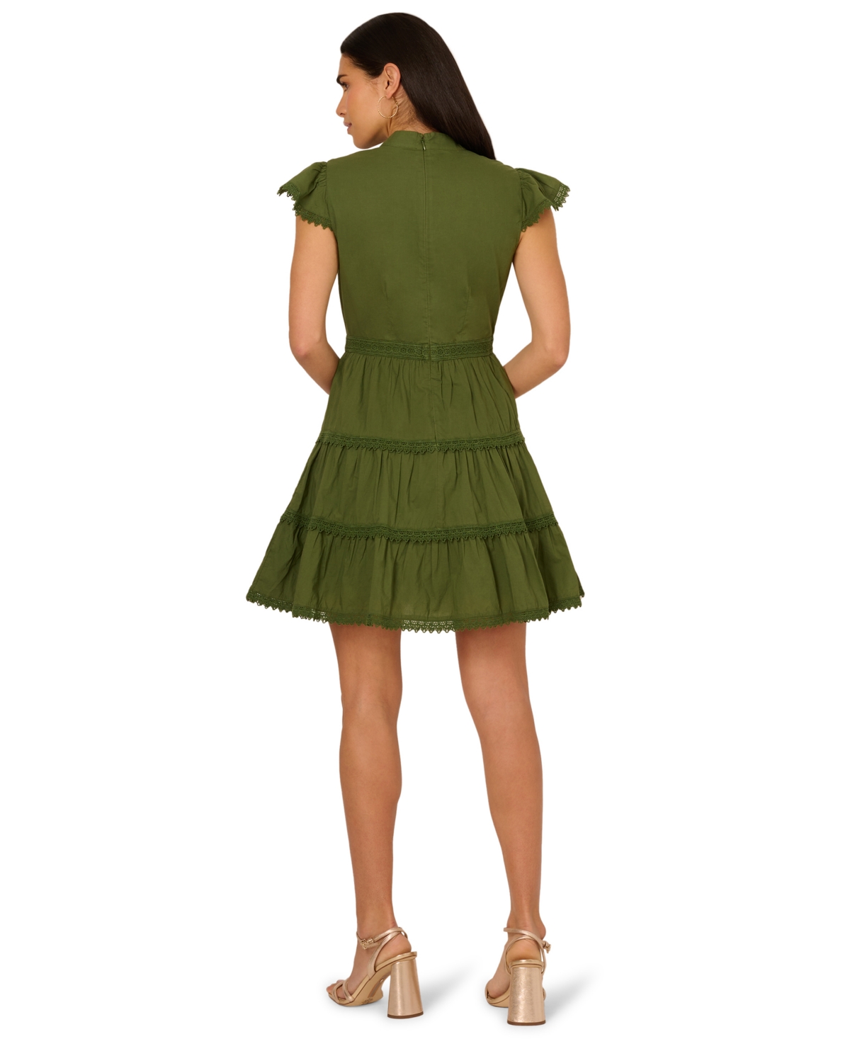 Adrianna By  Papell Women's Crewneck Trimmed Short Dress In Green