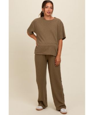 Maternity Textured Knit Oversized Tee And Pants Set