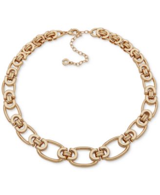 Anne Klein - Gold Tone 16" + 3" Extender Oval Linked Chain Collar Necklace