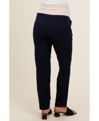 Maternity Navy Blue Pleated Relax Fit Pants