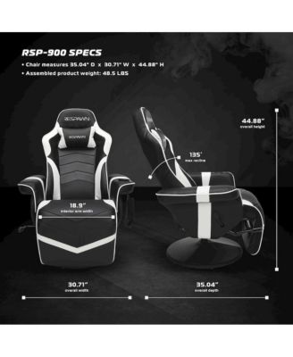 1Pc 135° Recline, Footrest, Cup Holder, Side Pouch, Swivel Base, Reclining Gaming Chair