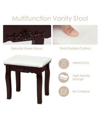 10 Dimmable Lights Vanity Table Set with Lighted Mirror and Cushioned Stool