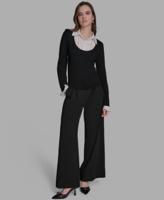 Women's Long Sleeve with Embroidered Bib Sweater