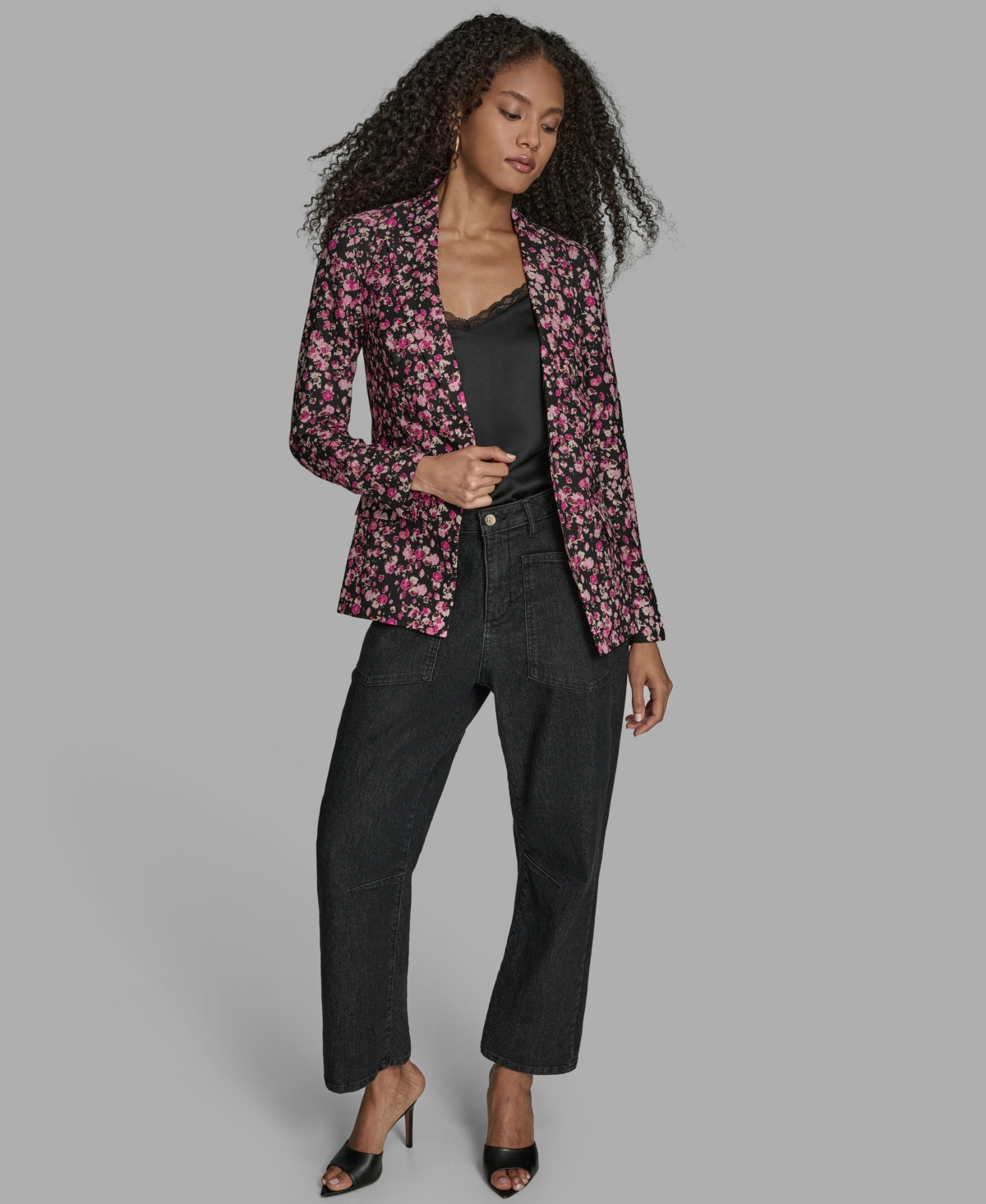 Bcbg Women's Printed One Button Long Sleeve Blazer In Multi