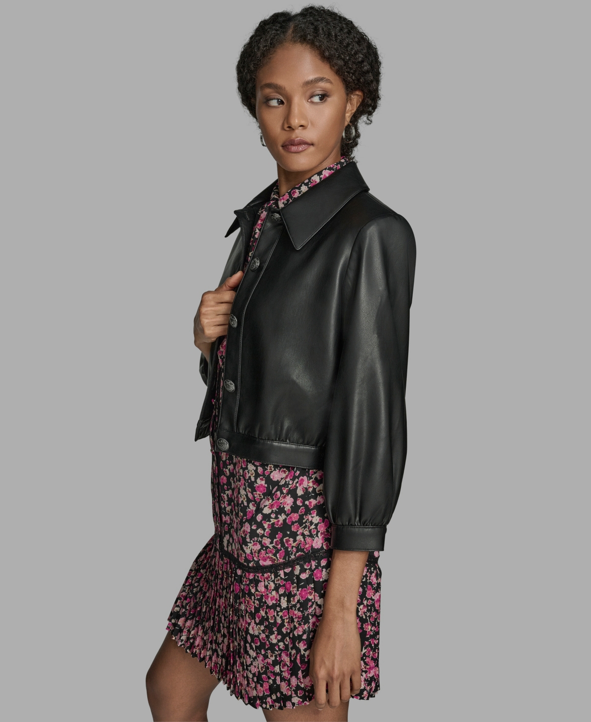 Bcbg Women's Crop Button Front Jacket In Black