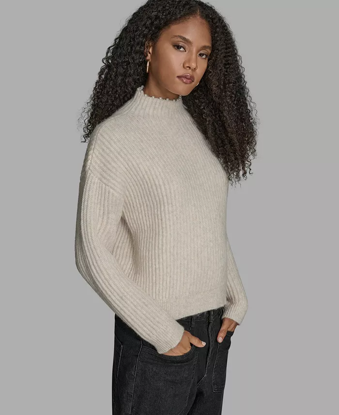 Women's Long Sleeve Mock Neck Sweater - thumbnail 8