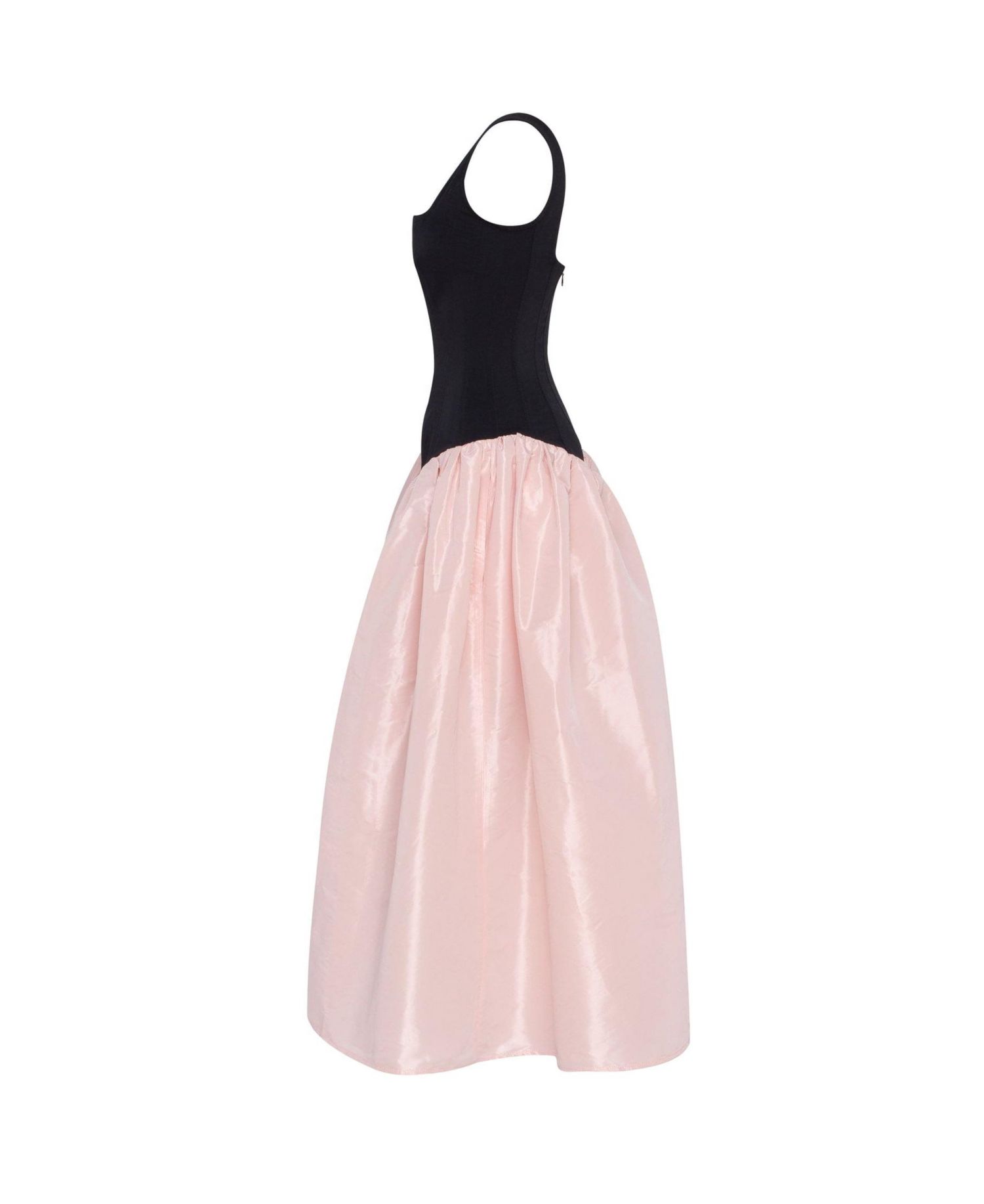 Women's Corset Dress On Straps With A Glossy Midi Skirt
